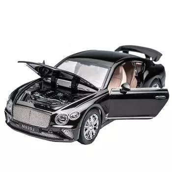 Масштаб 1/24 Bentley Continental GT, литая под давлением модель автомобиля, игрушечный автомобиль с откатным механизмом, звуком и светом для детей, коллекция подарков для мальчиков и девочек 1/24-20.3x8.5x6cm белый