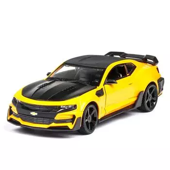 Масштаб 1/24 Camaro, литая под давлением модель автомобиля, игрушечный автомобиль с откатным механизмом, звуком и светом для детей, коллекция подарков для мальчиков и девочек 1/24-20x8.5x5.5cm жёлтый