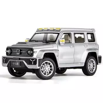 Масштаб 1/24 Jeeps Wrangler Tank 300, литая под давлением модель автомобиля, игрушечный автомобиль с откатным механизмом, звуком и светом для детей, коллекция подарков для мальчиков и девочек 1/24- 19.5x8.8x8.5cm серебряный