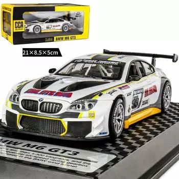 Масштаб 1/24 M6 GT3 Racing Diecast Модель автомобиля Игрушечный автомобиль с откатным механизмом со звуком и светом для детей Малыша Мальчики Девочки Подарочная коллекция 1/24-21x8.5x5cm белый