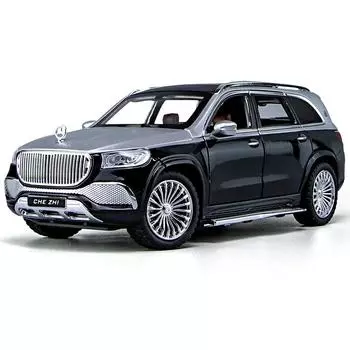 Масштаб 1/24 Maybach GLS-Class GLS600, литая под давлением модель автомобиля, игрушечный автомобиль с откатным механизмом, звуком и светом для детей, коллекция подарков для мальчиков и девочек 1/24-21x8x7.5cm чёрный