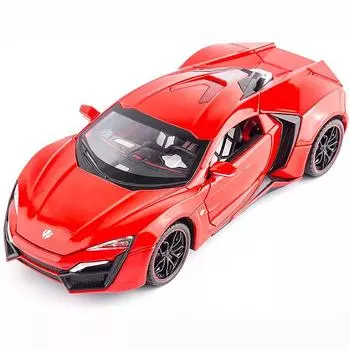 Масштаб 1/24, модель суперкара Lykan Hypersport, игрушечный автомобиль из цинкового сплава со звуком и светом для детей, подарок для мальчиков и девочек 1/24-21x9.5x5.5cm красный