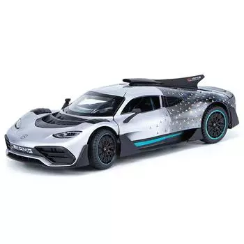 Масштаб 1/24, модели спортивных автомобилей BENZ AMG ONE, литой игрушечный автомобиль из сплава со звуком и светом 1/24-Size:21*9*5cm серебряный