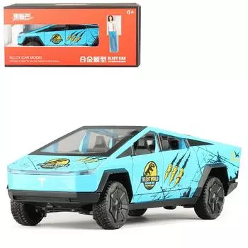 Масштаб 1/24 Tesla Пикап Кибер Грузовик Динозавр Юрского периода Новая Энергия Автомобиль Металлический Литой Под Давлением Автомобиль Отступить Сплав Игрушки Коллекция 1/24-Size:22*7*7cm серый