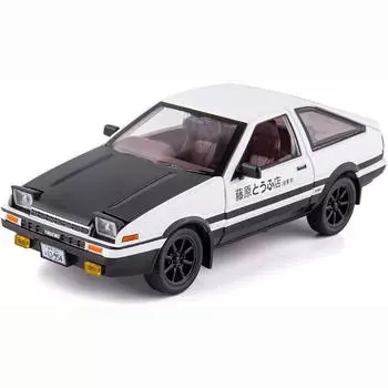 Масштаб 1/24 Toyota AE86, начальная модель D, большой игрушечный автомобиль, игрушечный автомобиль из цинкового сплава со звуком и светом для детей, подарок для мальчиков и девочек 1/24-21x8x6.8cm чёрный/белый