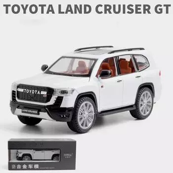 Масштаб 1/24 Toyota LAND CRUISER GT Prado SUV, модель автомобиля из сплава, литая под давлением металлическая игрушка, внедорожник, модель автомобиля со звуковым светом, подарки для детей 1/24- 20.7x9.3x8cm белый