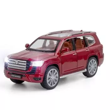 Масштаб 1/24 Toyota LAND CRUISER LC300, модель внедорожника, модель автомобиля, сплав, литье под давлением, металлические игрушки со звуком и светом, подарки для детей 1/24-20.7x9.3x8.3cm красный