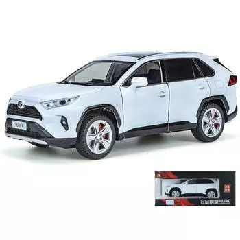 Масштаб 1/24 Toyota RAV 4, модель автомобиля из сплава, литье под давлением, с откидным механизмом, звук, свет, модель автомобиля, детские игрушки, подарки для мальчиков 1/24-Size:20*9.5*7.3cm белый
