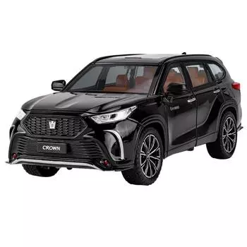Масштаб 1/24 Toyota SUV Crown, модель литья под давлением и металлическая игрушка вне дорожного транспортного средства, высокая модель, имитация голоса и легко одаренных детей 1/24-Size:21*8*7.5cm чёрный