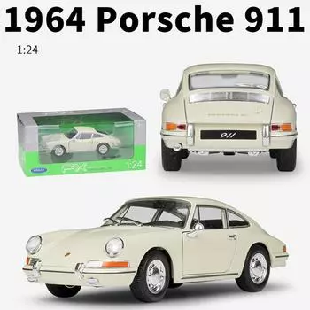 Масштаб 1/24 Welly 1965 Porsche 911, модель автомобиля из сплава, литье под давлением, металлические игрушечные автомобили, модель автомобиля, коллекция высокой имитации, детские подарки 1/24-17.5x6.6x5.4cm покинуть белый