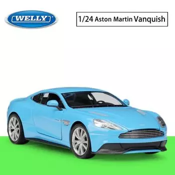 Масштаб 1/24 WELLY Aston Martin Vanquish, модель автомобиля из сплава, литье под давлением, металлические игрушечные автомобили, модель автомобиля, коллекция высокой имитации, детские подарки 1/24-18x8x5cm синий