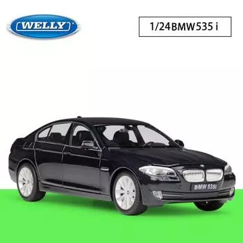 Масштаб 1/24 Welly BMW 535i, модель автомобиля из сплава, литье под давлением, металлические игрушечные автомобили, модель автомобиля, коллекция высокой имитации, детские подарки 1/24-19.7x7.4x6.2cm чёрный