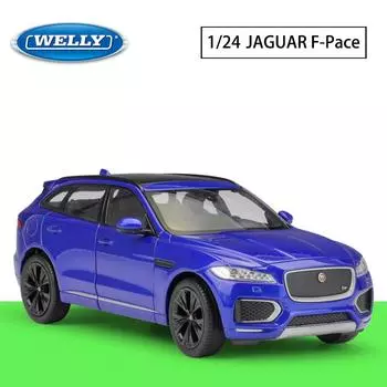 Масштаб 1/24 Welly Jaguar F-Pace, модель автомобиля из сплава, литье под давлением, металлические игрушечные автомобили, модель автомобиля, коллекция высокой имитации, детские подарки 1/24-19x7.7x6.5cm синий