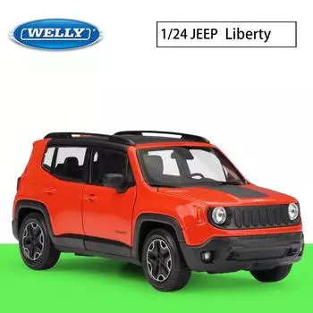 Масштаб 1/24 Welly Jeep Renegade Trailhawk, модель автомобиля из сплава, литье под давлением, металлические игрушечные транспортные средства, модель автомобиля, коллекция высокой имитации, детские подарки 1/24-17.5x7.5x7.2cm оранжевый