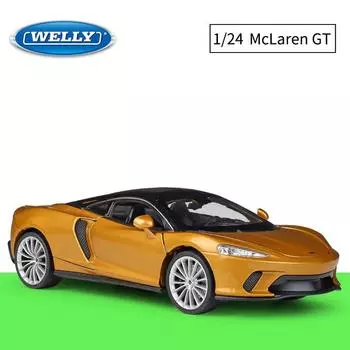 Масштаб 1/24 Welly McLaren GT, модель автомобиля из сплава, литье под давлением, металлические игрушечные автомобили, модель автомобиля, высокая имитация, коллекция, детские подарки 1/24-19.4x7.9x5.2cm золотой
