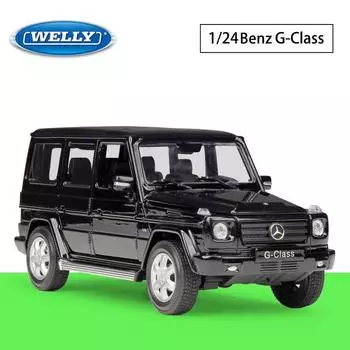 Масштаб 1/24 Welly Mercedes-Benz G-Class SUV, модель автомобиля из сплава, литье под давлением, металлические игрушечные транспортные средства, модель автомобиля, коллекция высокой имитации, детские подарки 1/24-18.8x7.5x7.2cm чёрный