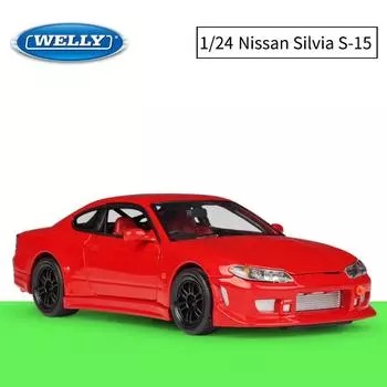 Масштаб 1/24 Welly Nissan Silvia S-15, модель автомобиля из сплава, литье под давлением, металлические игрушечные автомобили, модель автомобиля, коллекция высокой имитации, детские подарки