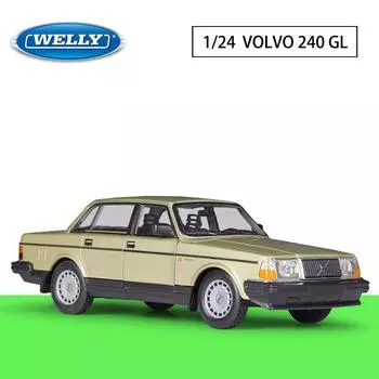 Масштаб 1/24 Welly VOLVO 240GL, модель автомобиля из сплава, литье под давлением, металлические игрушечные автомобили, модель автомобиля, коллекция высокой имитации, детские подарки 1/24-19.5x6.8x5.9cm золотой
