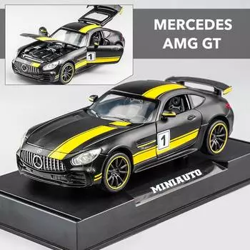 Масштаб 1/32 Benz AMG GTR, модель спортивного автомобиля, игрушечный автомобиль, литье под давлением, модель автомобиля из сплава, транспортные средства с откатом, игрушки для малышей, подарок для мальчиков и девочек 1/32-15x6.5x4.3cm розовый