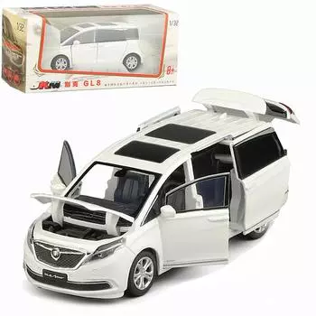 Масштаб 1/32 Buick GL8 Avenir, детский подарок со звуком и светом, литой под давлением сплав, модель автомобиля, модель игрушечного автомобиля 1/32-Size:16.5*5.8*5.5cm белый