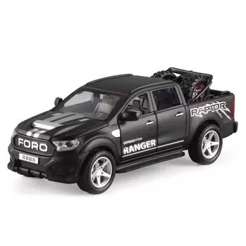 Масштаб 1/32 Ford Raptor F350 Пикап, литая под давлением модель автомобиля, игрушечный автомобиль с откатным механизмом со звуком и светом для детей, коллекция подарков для мальчиков и девочек 1/32-17.5x6.5x6.5cm чёрный