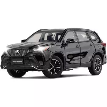 Масштаб 1/32 Highlander XSE AWD Hybrid 2021 модель автомобиля, литые игрушечные машинки, литые под давлением автомобили из металлического сплава, открытые двери, световой звук, поворотное колесо 1/32-Size:15*7*6cm чёрный