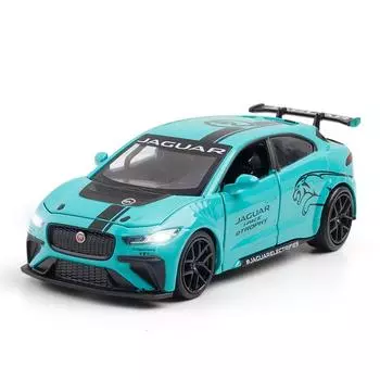 Масштаб 1/32 Jaguar I-PACE, литая под давлением модель автомобиля, игрушечный автомобиль с откатным механизмом, звуком и светом для детей, коллекция подарков для мальчиков и девочек 1/32-15x6.8x4.5cm синий