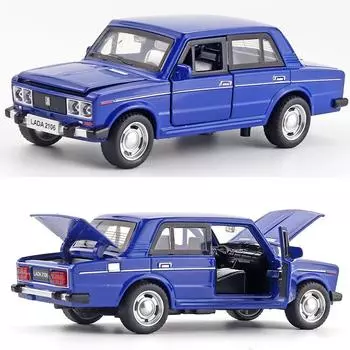 Масштаб 1/32 LADA 2106, литая под давлением модель автомобиля, игрушечный автомобиль с откатным механизмом, звуком и светом для детей, коллекция подарков для мальчиков и девочек 1/32-14.5x5x5cm чёрный