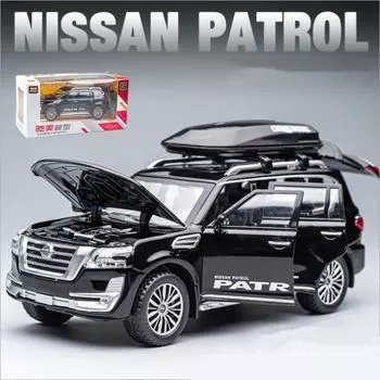 Масштаб 1/32 Nissan Patrol SUV, имитация модели автомобиля из сплава, детская металлическая игрушка со звуком и светом, литая под давлением, подарок для мальчиков, подарок 17.1*6.1*7.8cm белый
