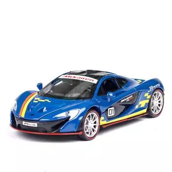 Масштаб 1/32 P1 GTR, литая под давлением модель автомобиля, игрушечный автомобиль с откатным механизмом, звуком и светом для детей, коллекция подарков для мальчиков и девочек 1/32-15.5x7.5x4cm синий