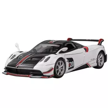 Масштаб 1/32 Pagani Huayra BC, литая под давлением спортивная модель автомобиля, игрушечная модель, игрушечный автомобиль с откидным механизмом, звуком и светом, двери «крыло чайки» для детей, коллекция подарков для малышей 1/32-15.6x7.2x3.8cm белый