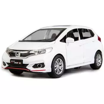 Масштаб 1/32, подходящая модель автомобиля, игрушечный автомобиль из литья под давлением, автомобиль с рулевым управлением на переднем колесе, подсветкой и звуком, открытая дверь для детского подарка, детский подарок на день рождения 1/32-16x7.5x5.1cm бел