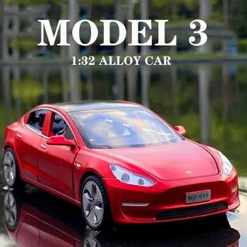 Масштаб 1/32 Tesla MODEL 3 литая модель автомобиля игрушечные машинки украшения автомобиля детские игрушки для детей подарки для мальчиков игрушка фиолетовый