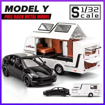 Масштаб 1/32 Tesla Model Y Caravan, металлический литой под давлением сплав, игрушечная модель автомобиля, грузовики для детей, игрушки, автомобили, коллекция для хобби 1/32-Size:34.7*7.8*7cm