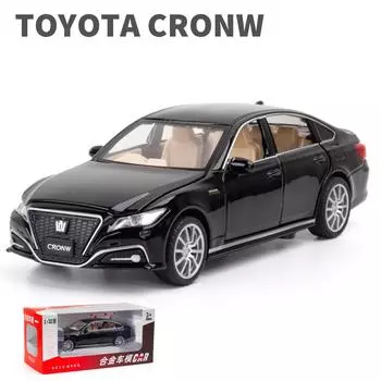 Масштаб 1/32 Toyota Crown, литая под давлением модель автомобиля, игрушечный автомобиль с откатным механизмом, звуком и светом для детей, коллекция подарков для мальчиков и девочек 1/32-Size:15.5*6.3*4.5cm чёрный