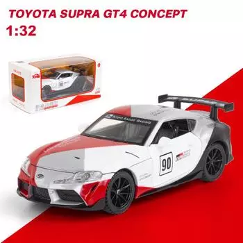 Масштаб 1/32 Toyota Supra GT, литая под давлением мини-модель автомобиля, игрушечный автомобиль со звуком и светом для коллекции, детские подарки 1/32-Size:15.2*6.2*4.8cm серебряный