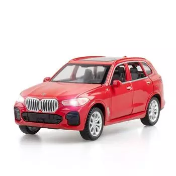 Масштаб 1/32 X5, литая под давлением модель автомобиля, игрушечный автомобиль с откатным механизмом, звуком и светом для детей, коллекция подарков для мальчиков и девочек 1/32-16.5x7x5.5cm красный