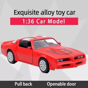 Масштаб 1/36 1978 Pontiac Firebird, литая под давлением модель автомобиля, игрушечный автомобиль с откатным механизмом и открытыми дверями для детей, коллекция подарков для мальчиков и девочек 1/36-12x5x3.4cm красный