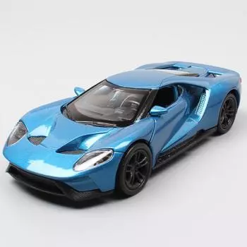 Масштаб 1/36 Ford GT, литая под давлением модель автомобиля, игрушечный автомобиль с откатным механизмом и открытыми дверями для детей, коллекция подарков для мальчиков и девочек 1/36-12x5x2.9cm синий
