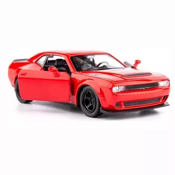 Масштаб 1/36, литая модель автомобиля Doodge Challenger, игрушечный автомобиль из цинкового сплава для детей, игрушечный автомобиль с откатным механизмом для малышей, подарок для мальчиков и девочек 1/36-12x5x3cm красный