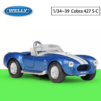 Масштаб 1/36 Welly 1965 Shelby Cobra 427 S/C, модель автомобиля из сплава, литье под давлением, металлические игрушечные транспортные средства, модель автомобиля, коллекция высокой имитации, детские подарки 1/36-11.5x5.2x3.7cm синий