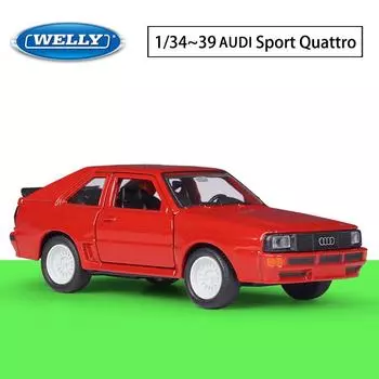 Масштаб 1/36 Welly Audi Sport Quattro, модель автомобиля из сплава, литье под давлением, металлические игрушечные автомобили, модель автомобиля, коллекция высокой имитации, детские подарки