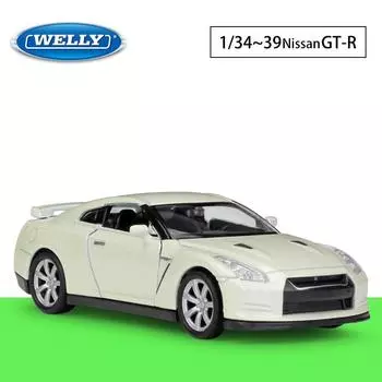 Масштаб 1/36 Welly Nissan GT-R R35, модель автомобиля из сплава, литье под давлением, металлические игрушечные автомобили, модель автомобиля, коллекция высокой имитации, детские подарки 1/36- 11.8x4.7x3.5cm белый