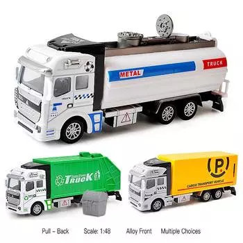 Масштаб 1:48, модель автомобиля из сплава с откидной спинкой, детская игрушка в подарок (мусоровоз) null зелёный