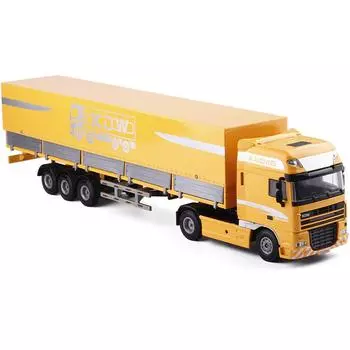Масштаб 1/50 литой контейнеровоз модель автомобиля сплав металла инженерия бортовой транспорт грузовик полуприцеп модель автомобиля подарки для детей жёлтый