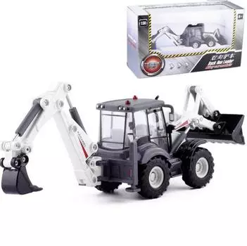 Масштаб 1/50, металлический литой игрушечный автомобиль, сплав, инерционная модель с защитой от падения, 4-колесный многофункциональный экскаватор, набор инженерных машин, игрушечные машинки, грузовики, Рождество 1/50-Size:23*4.7*7.5cm белый