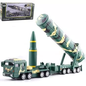 Масштаб 1/64, китайская ракета-пусковая машина для межконтинентальной ракеты DF-31A, литая под давлением модель игрушки, автомобиль со звуком и светом для детей, коллекция для малышей 1/64-26x7x4cm зелёный