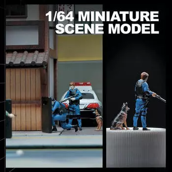 Масштаб 1/64 Полицейская фигурка Мини Собака для Микропейзаж Диорама