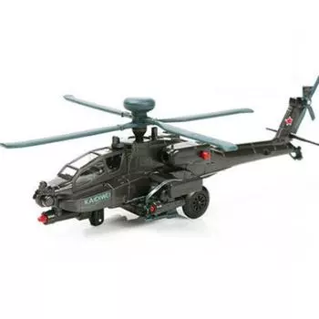 Масштаб 1/64, вертолет Apache Gunship AH-64D, модель самолета из сплава, авиационная модель, свет и музыка, запускаемая ракета, детская игрушечная модель самолета, подходящая 1/64-Size:24.5*9*7.5cm зелёный