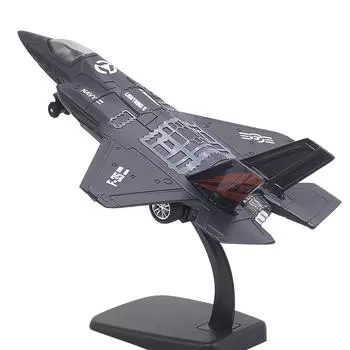 Масштаб 1/72 F35, модель реактивного самолета из сплава, имитация истребителя, военная модель, модель самолета, игрушки с подставкой для дисплея 1/72-Size:22*14*6cm чёрный